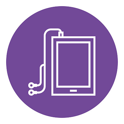 带有耳机图标的平板电脑图片下载