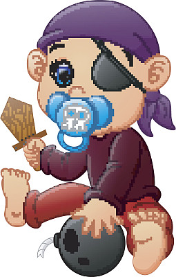 海盗小孩拿着一把木剑图片下载