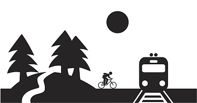 风景、火车和自行车图片下载
