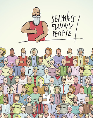 竖起大拇指的人和人人群无缝彩色边界图片下载