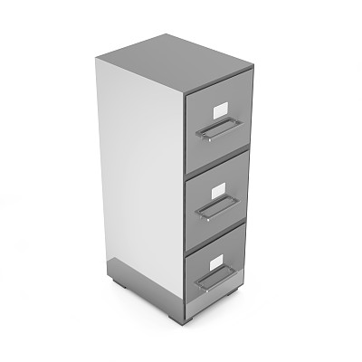 办公文件存储隔离在白色背景图片下载