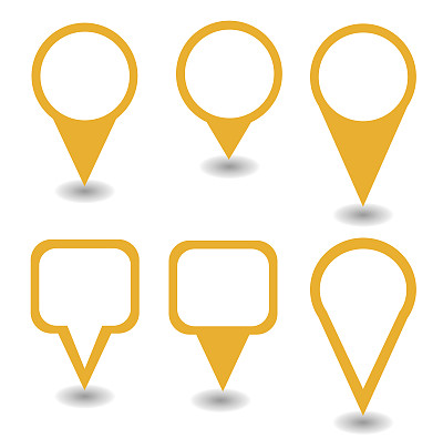 一组橙色指针和标记不同形状的向量图片下载