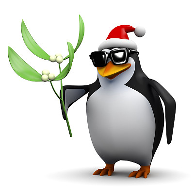 3d企鹅拿着一些槲寄生图片下载