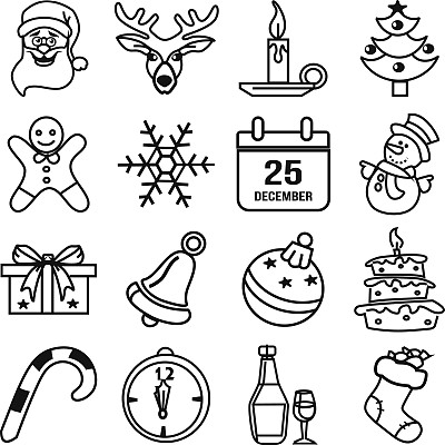 圣诞黑色剪影图标矢量素材图片下载