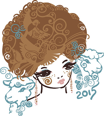 带羊的可爱女孩图片下载