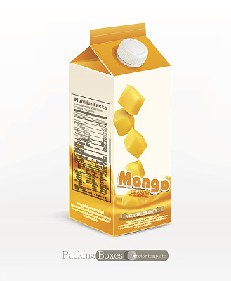 矢量包装芒果汁，孤立在白色背景图片下载