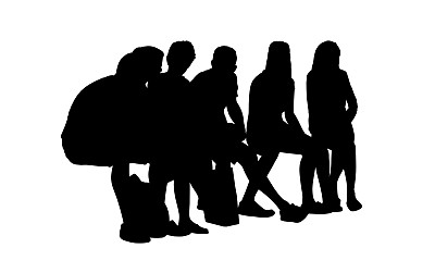 人们坐在户外的剪影设置14图片下载