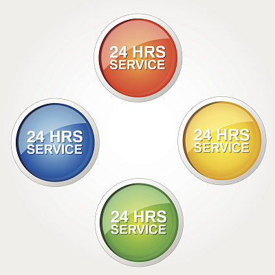 24小时服务彩色矢量图标设计图片下载