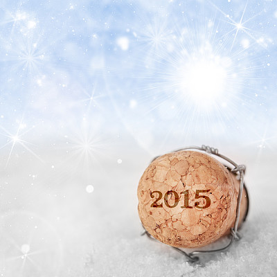 新年的香槟塞了2015年的新年图片下载