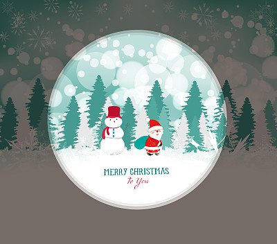 圣诞快乐，冬天有雪人和圣诞老人图片下载