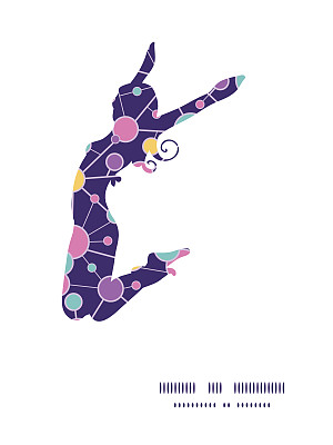 向量分子结构跳跃女孩剪影图案框架图片下载