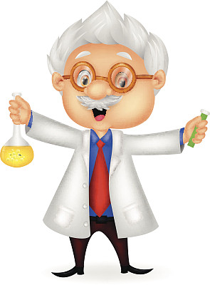 卡通科学家拿着化学烧瓶图片下载