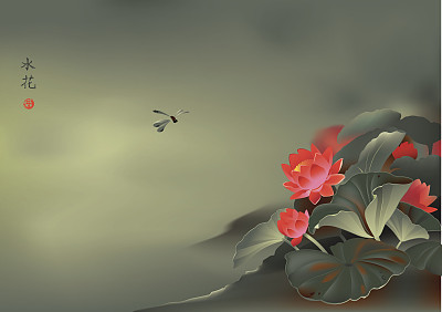 莲花和蜻蜓图片下载