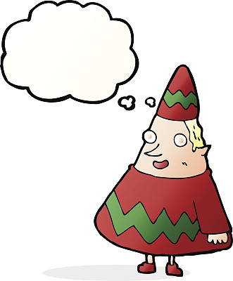 卡通小精灵与思想泡泡图片下载