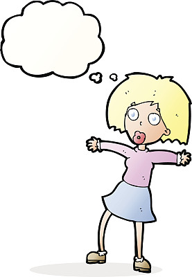卡通惊奇女人与思想泡泡图片下载
