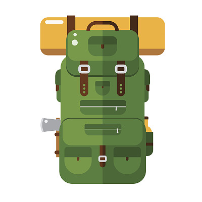 游客徒步背包矢量插图图片下载