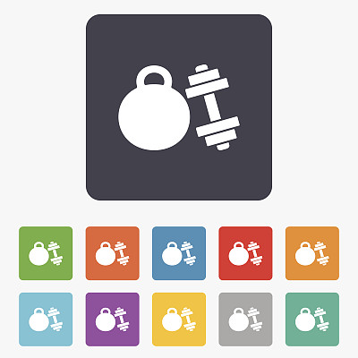 哑铃标志图标。健身运动的象征。图片下载