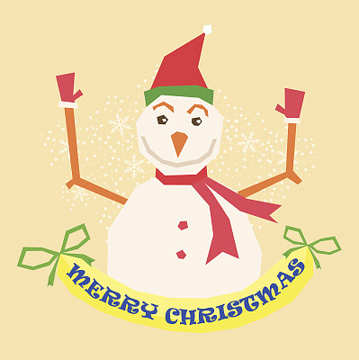 贺卡，圣诞贺卡与快乐的雪人图片下载