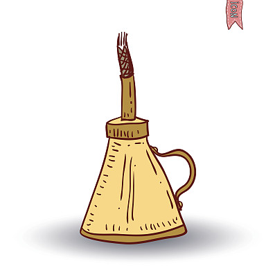 油灯图标，手绘矢量插图。图片下载