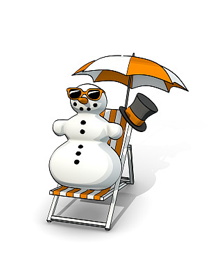 戴着太阳镜坐在躺椅上的小雪人图片下载
