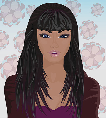 长着黑色长发的漂亮女孩图片下载