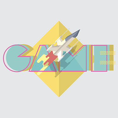 游戏。排版与战斗中的星舰现代插图图片下载