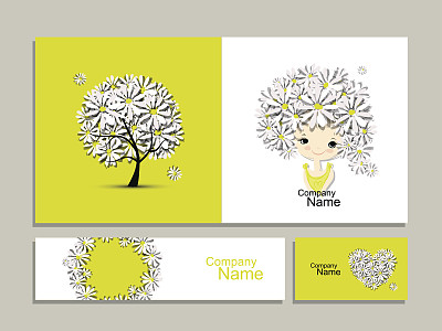 名片与花女孩为您的设计图片下载