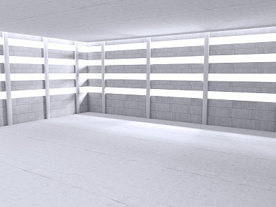 混凝土现代建筑汽车背景3D渲染图片下载