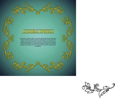 绿松石邀请卡与花边花卉装饰图片下载