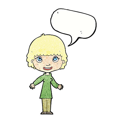 卡通快乐的女人用言语泡泡图片下载
