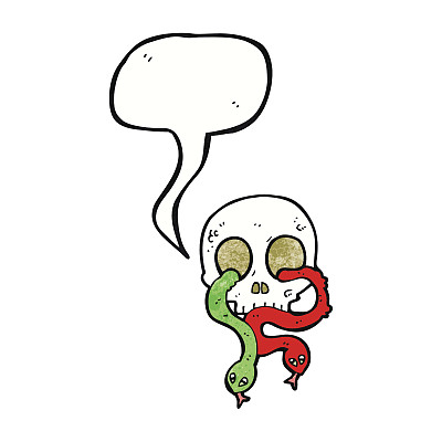 卡通骷髅，蛇和语音泡泡图片下载