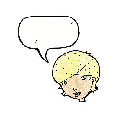 卡通友好的女人与讲话泡泡图片下载