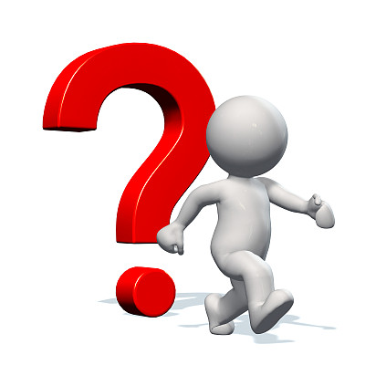 带有红色问号的3D人物 - 白色背景图片下载
