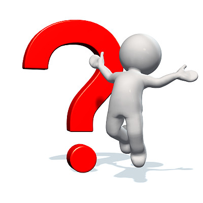 带有红色问号的3D人物 - 白色背景图片下载
