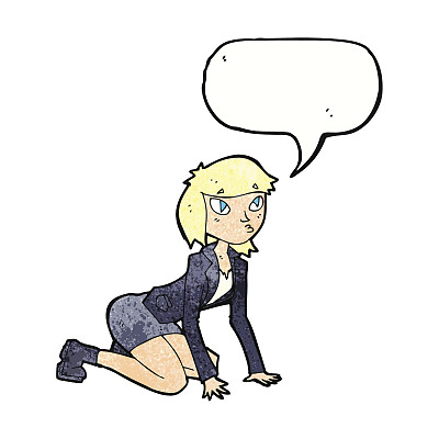 卡通女人用手和膝盖说话泡泡图片下载