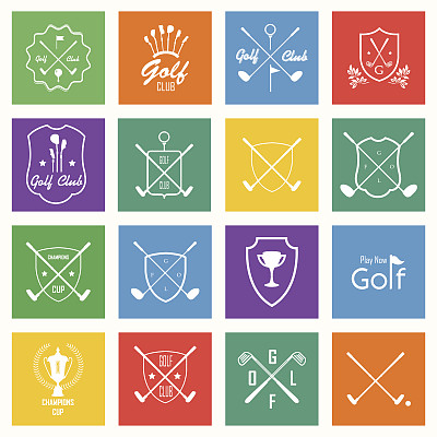 一套复古高尔夫标签，徽章和标志。图片下载
