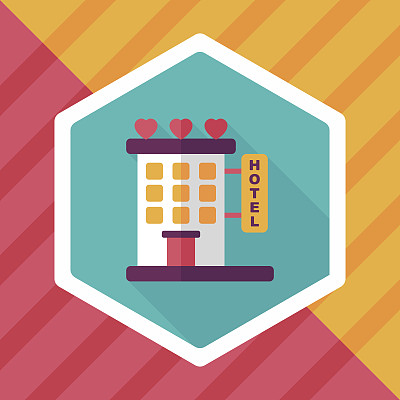 情人节酒店的长影子图标，eps10图片下载