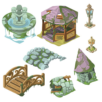 八种公园装饰元素图片下载