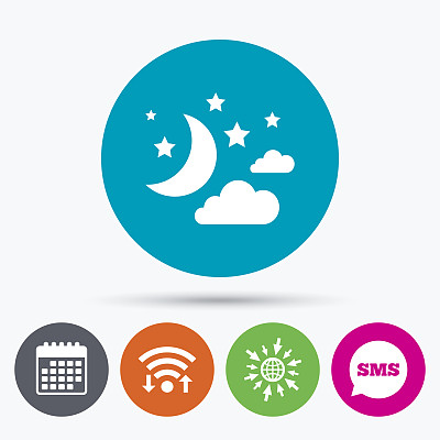 月亮，云彩和星星的标志图标。梦想的象征。图片下载