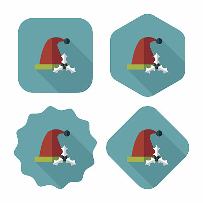 圣诞帽与长影子扁平图标，eps10图片下载