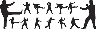 武术矢量剪影图片下载