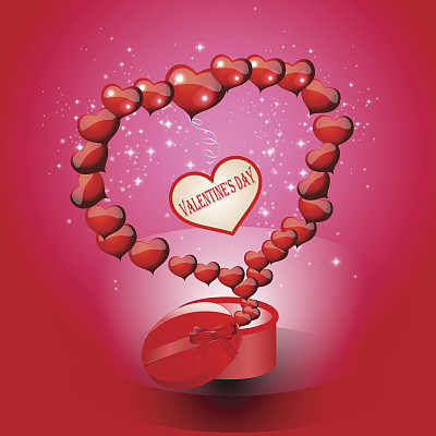 红色背景的情人节卡片图片下载