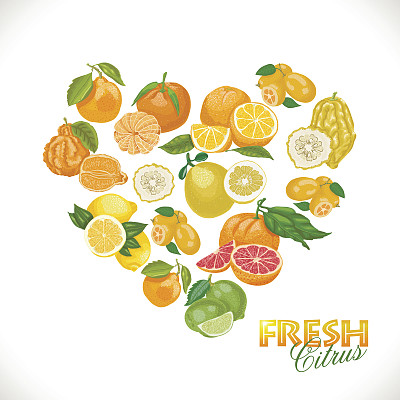 孤立的柑橘心脏在白色的背景图片下载