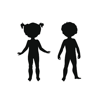 可爱孩子的黑色剪影图片下载
