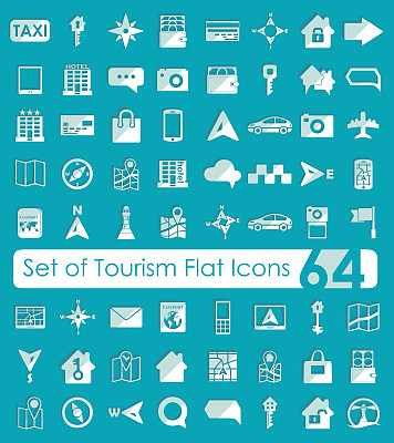 一套旅游平面图标图片下载