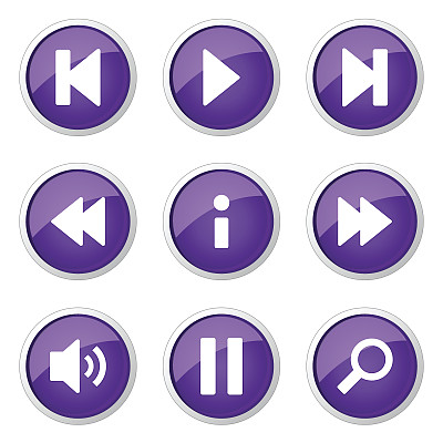 多媒体控制器紫罗兰矢量按钮图标设计集图片下载