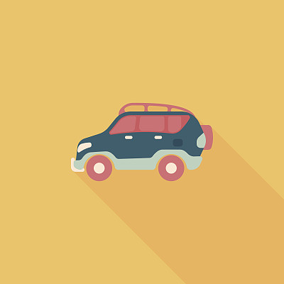 交通运动多功能车的平面图标与长影子图片下载