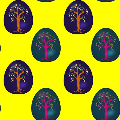 黄色复活节无缝背景图片下载