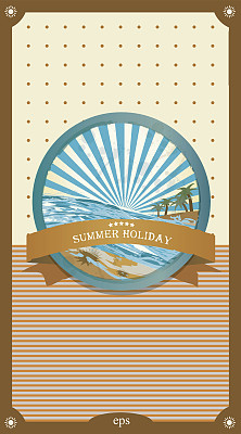 夏天复古的背景。复古海景插图。图片下载