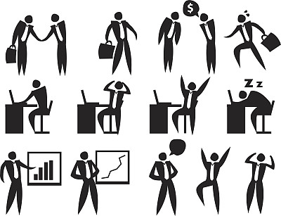 生命办公室员工矢量图标集图片下载